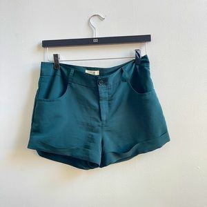 Green Satin Shorts